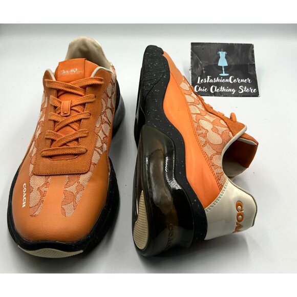 Coach Outlet Men's Orange Signature Canvas Leather Citysole Runner Size 12D 3124 - Picture 10 of 16
